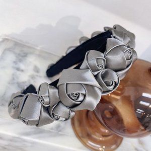 Elegant Satin Rose & Knot Headband